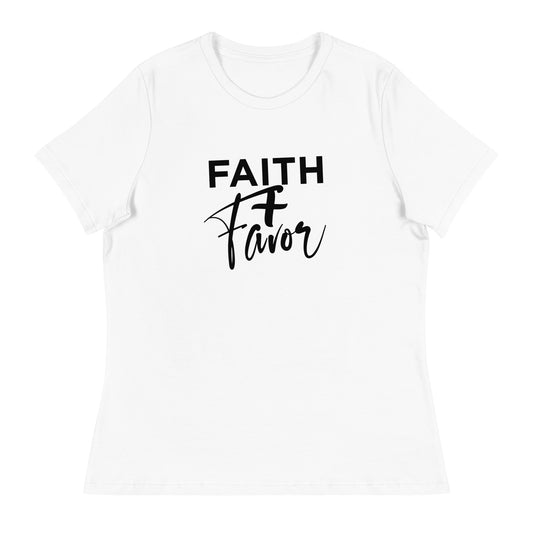 Faith + Favor (white with black writing)